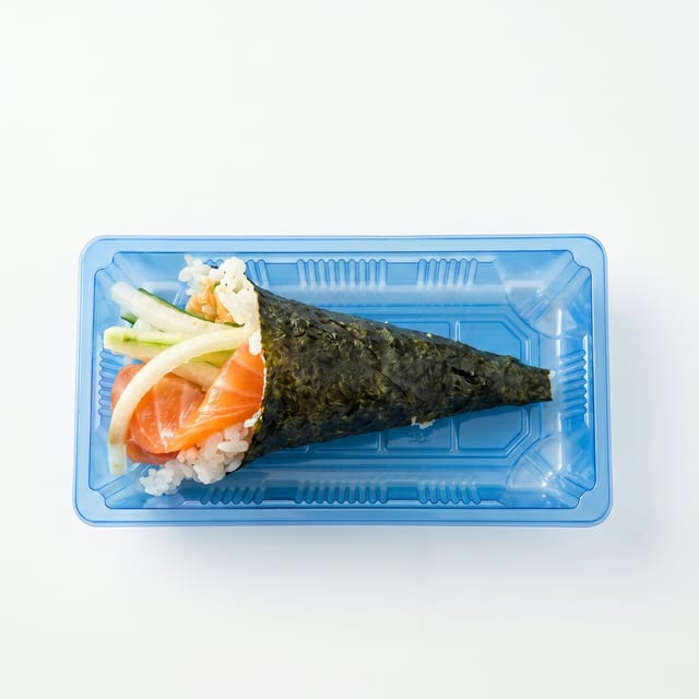 Spicy Salmon Hand Roll.